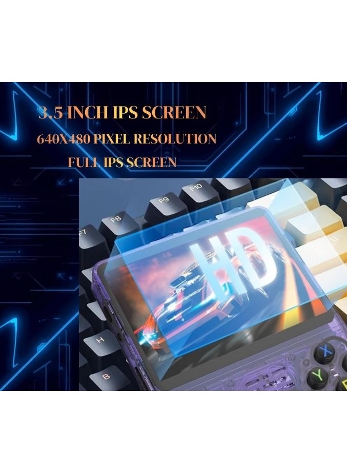 جهاز ألعاب محمول كلاسيكي R36HD (سعة 128 جيجابايت، أكثر من 20000 لعبة) - شاشة IPS عالية الدقة 3.5 بوصة، محاكي محمول لأجهزة PSP وPS1 وN64 | هدية جهاز ألعاب بنفسجي - Image 3